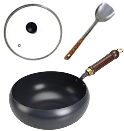 ZFFSCD Padella in Ferro, Padella in Ferro Giapponese, Non Rivestita, Padella Antiaderente, Forgiata a Mano, per Uso in Cucina(Size:26CM,Color:Tipo E)