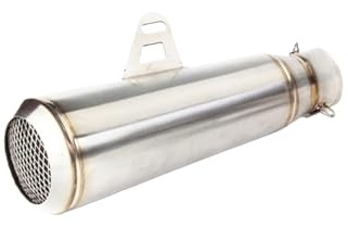 Motorcycle exhaust center pipe Exhaust Mid-section Connecting Pipe Motorcycle Accessories Sliding Adjustable Muffler Outlet Tail Nozzle Noise Reduction(Silver- Laser L)