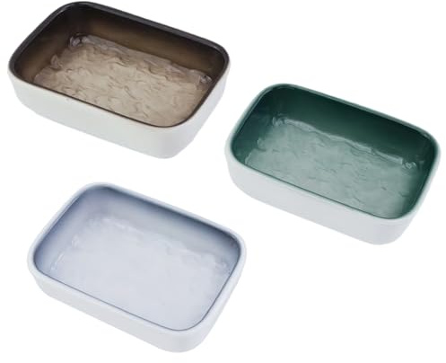 FarBoat Ceramic Feeding Bowls for Small Animals, Blue + Green + Brown | Ceramic, Not Easily Tipped Over Design, Suitable for Hamsters, Guinea Pigs, Hedgehogs, Flying Squirrels, Mice, Chipmunks