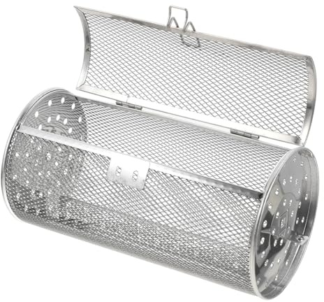 HOODANCOS Panier Grill INOX pour Four 12×23 Cm Cuisson Fruits Secs et Légumes Rôti Barbecue Rotatif Antirouille Patio Jardin