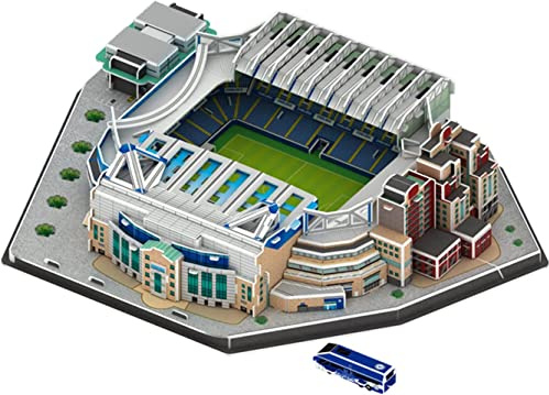 3D-Puzzle, Stadion-3D-Puzzle, Stamford Bridge Stadion, Chelsea-Fußballstadion-Nachbau, berühmtes europäisches Wahrzeichen