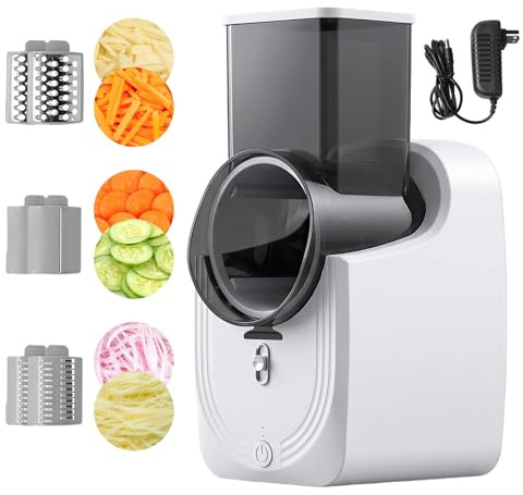 Trez Treamer Electric Cheese Grater,Vegetable Chopper,Rotary Automatic Salad Veg Chopper Cutter White