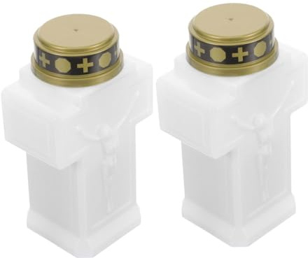 OATIPHO Candele Elettroniche senza Fiamma 2 Pezzi per Esterni e Giardino, Lampade Elettriche Decorative per Cimitero Luce Delicata, senza Batterie, per Decorazioni Commemorative