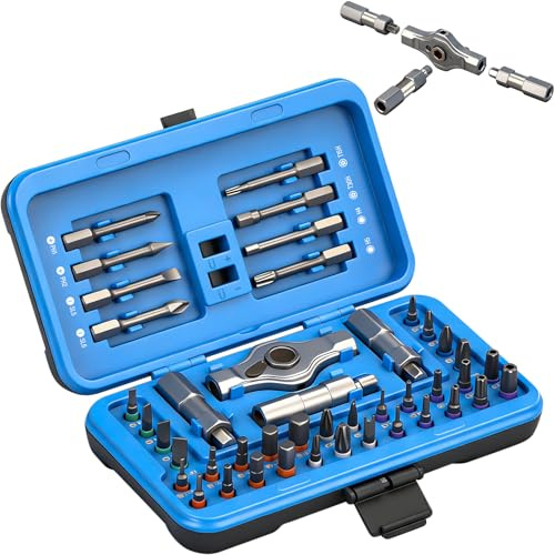 Koeutoze Set di Cacciaviti Magnetici 42 in 1, Cacciaviti Multi-bit con Impugnatura a Cricchetto Rimovibile, Set di Cacciaviti con 40 punte Colori Codificati, Utensili Precisione per Riparazioni, Blu