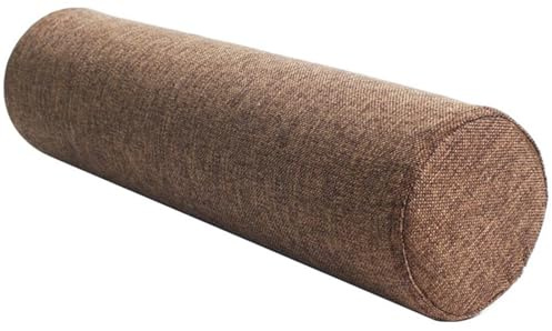 ZGantrix Long Round Bolster Pillow, Soft and Comfortable Neck Support Pillow, Linen Fabric Cylinder Pillow for Head, Back, Legs and Yoga, Round Cushion Roll Pillow for Bed Use(Brown,20 x 60 cm)