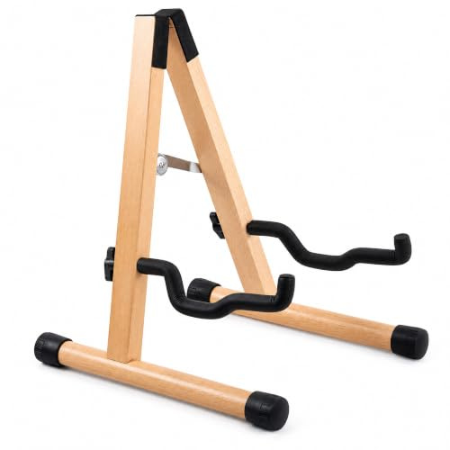 GWAEPU Gitarrenständer Holz 30x30x38cm - Faltbarer A-Rahmen mit Schaumstoff | Massivholz A-Rahmen Ständer Faltbar für Akustikgitarre E-Gitarre Bass