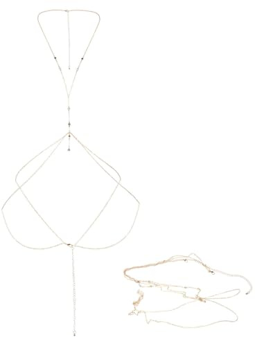 VINTORKY Bijoux Corporels Élégante et Assortie à Diverses Tenues en Alliage Or Body Chain Jewelry Chaîne Corporelle Élégante pour Rave Parties et Cosplay