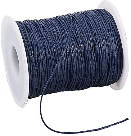 PH PandaHall 1 Rolle 1mm Waxed Cotton Cord Gewachstem Baumwollfaden Schnur Perlenschnur für Schmuckherstellung Crafting Perlen Makramee, 100yards/Rolle, Preußisches Blau
