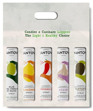 SPRAYLEGGERO Estuche Regalo: Aceite de oliva virgen extra y aromatizado con ajo, limón, guindilla y trufa negra (5x200 ml)