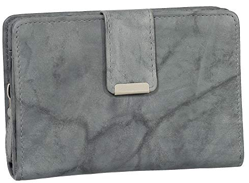 Ledershop24 RFID Damen Leder Geldbörse Portemonnaie Geldbeutel - Geschenkset + exklusiven Schlüsselanhänger - Farbe Grau