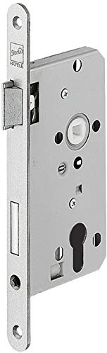 JUVA Einstemmschloss Zimmertür Einsteckschloss 72 mm mit Flüster-Falle - H10402 | PZ - Zylinder | Zimmertür-Schloss für DIN-Links Türen | MADE IN GERMANY | 1 Stück - Türschloss silber für Zylinder