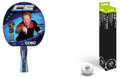 GEWO Tischtennisschläger CS Energy Control - ITTF genehmigter Profi-Tischtennisschläger, Fertigschläger mit kontrolliertem Belag und hohen Rotationseigenschaften, konkav, 1,8mm Schwamm