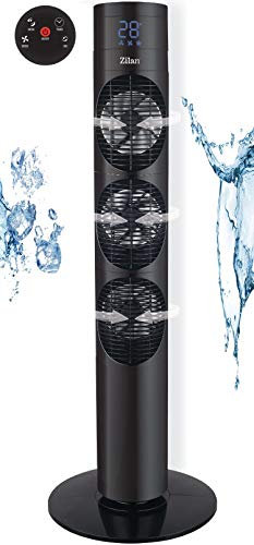 Zilan Ventilatore a torre, 3 livelli, 3 modalità, 60 Watt, 7,5 timer, telecomando, luci a LED, ventilatore a torre, ventilatore a piantana, ventilatore a colonna
