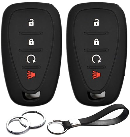 INFIPAR 2pcs Compatible with Chevy Chevrolet Bolt EV EUV Trailblazer Traverse Trax Blazer Equinox Cruze Sonic Volt Smart 4 Buttons Key Fob Cover Case Key Chain Protector Keyless Remote Holder