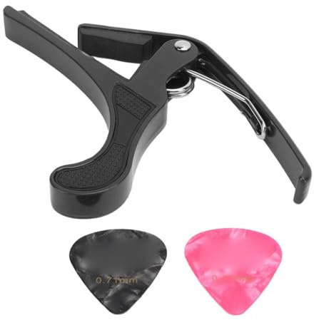 Gitarren-Kapodaster mit 2 Gitarrenplektren für Elektrische und Akustische Gitarre, Ukulele, Kapodaster, Banjo, Mandoline