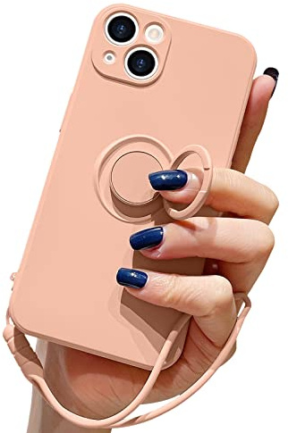 Pepmune for iPhone 13 Silicone Case with Ring Holder-Pink