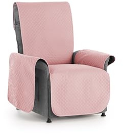 Textilhome Funda Cubre Sofá Adele 1 Plaza/Cubre Sillón Relax, Protector Acolchado Reversible, Lavable y Resistente, Color Rosa – Protección contra Manchas y Desgaste