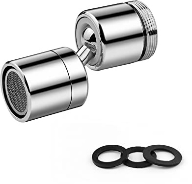 Reductor de Agua Grifo, GEBAUM 360° Filtro para Grifo Fregadero, Adaptador Manguera Grifo para Cocina y Baño - Adecuado para Rosca Externa M22 o Rosca Interna M24