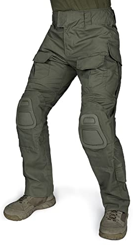 IDOGEAR G3 Pantaloni da Combattimento Pantaloni Tattici con Ginocchiere per Uomini Pantaloni Militari da Caccia All'aperto (Ranger Green, 36W x 33L)