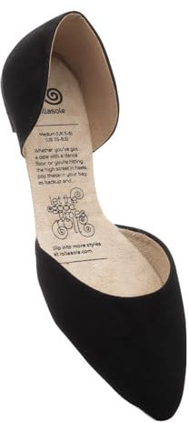 Rollasole D’Orsay Flats - La Femme - Black - Folding Flat Shoes for Women – Stylish Foldable Slip on Ballet Flats (UK Footwear Size System, Adult, Women, Numeric Range, Medium, 3, 4)