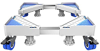 Verstellbarer Waschmaschinensockel, beweglicher Multifunktionssockel mit 4 Rädern und 4 Beinen für Waschmaschine, Trockner, verstellbare Sockellänge 50–72 cm, Breite 43–65 cm, universeller K