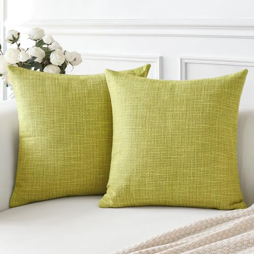 Artscope 2er Set Kissenbezug Einfarbig Wurfkissenbezug Leinen Kissenbezüge Moderne Dekokissen Kissenhülle Set Kissen Fall für Sofa Schlafzimmer Zuhause Dekor 40x40 cm Grasgrün