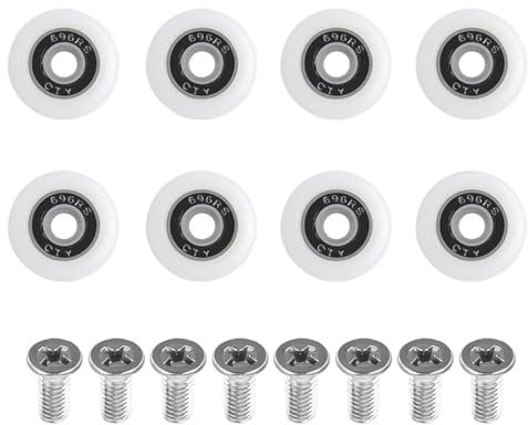 8 Sets Shower Doors Pulley with Screws,Shower Door Wheels,Bathroom Door Wheels Replacement,Curved Shower Doors Pulley 19mm