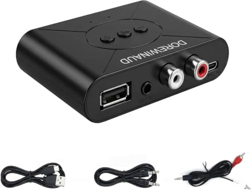 Bluetooth 5.3 Audio Receiver Wireless Audio Receiver RCA Adapter for Stereo | Supports USB Flash Drive/ NFC One Key Connect/ Car Speakers/Wireless Headphones Receiving Mode for Bluetooth Devices