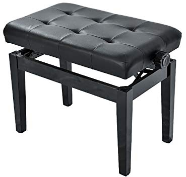 ASumPio Klavierhocker Klavierhocker Klavierbank Aus Holz, Weich Gepolsterter Sitz Aus Leder, Mit Rahmen Aus Halbmassivem Holz, Robust Und Langlebig,Black
