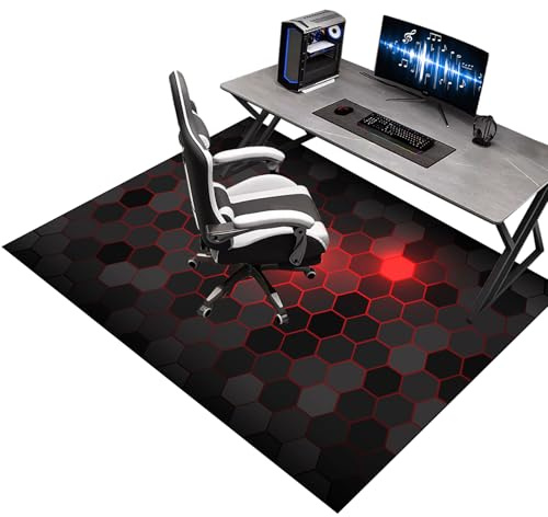 Alfombra Silla Gaming 120 x 170 cm, Alfombrilla para Silla de Oficina, Protector Suelo Silla Ruedas, Alfombra para protección de Suelos Duros, Antideslizante Tapete de Protección de Madera/baldosas