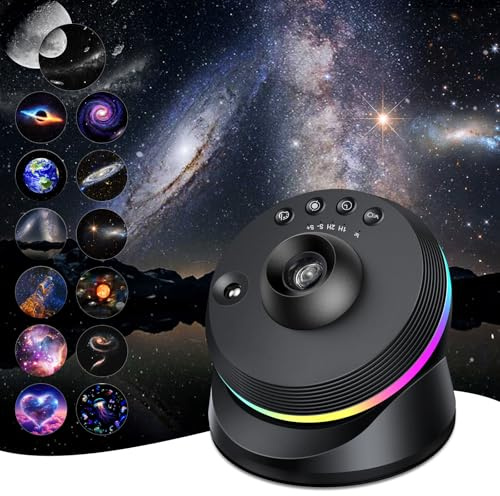 Galaxy Projector, 4K HD Planetarium Star Projector with 13 Film Discs, 360° Rotatable Realistic Nebula Night Light with Timer & Dynamic Meteor for Bedroom Decoration