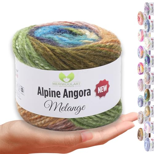 MeriWoolArt® Merino Wolle zum Stricken – 150 m Mehrfarbige Dicke Weiche Merinowolle für Pullover und Jacken – XXL Handstrickwolle – Voluminöse DIY Wolle für Schals, Decken, Tücher & Geschenke 6404