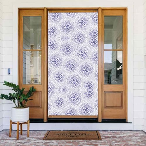 Cubiertas decorativas abstractas de flores lilas para puerta, decoración de pancarta de puerta para interiores y exteriores, primavera, verano, otoño, invierno, Halloween, decoraciones de Navidad