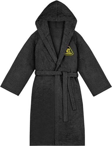 Cressi Cotton Bathrobe Black/Yellow S/M - Sportbademantel aus Baumwollfrottee mit Kapuze, Schwarz/Gelb, S/M, Unisex