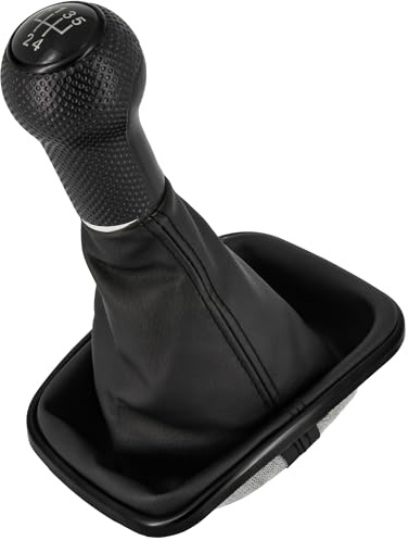 Recambo Schaltknauf + Schaltsack Set 5 Gang passend für VW Golf 4, 1997-2006, Plug & Play, Auto Schalthebel Schaltmanschette, mit Rahmen, schwarz