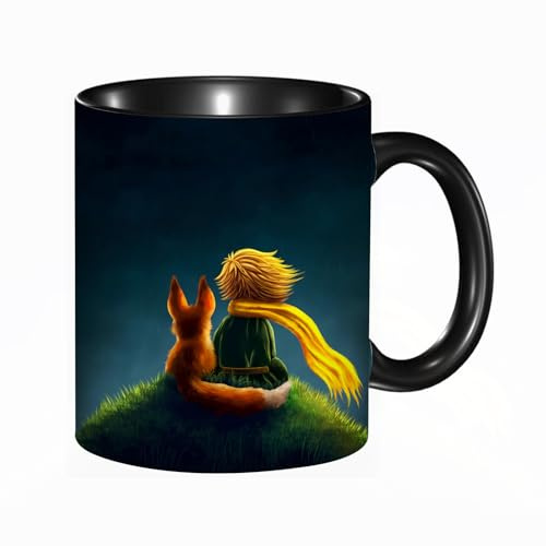 HRRASFAZF Tasse à Café | Tasse Céramique Fine | Cadeau Original | 330ml | Mug avec Anse | Cadeau Original pour Homme et Femme | Le petit prince et le renard regardent le ciel