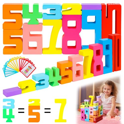 20 Stk Zahlenblocks,Number Blocks,Zahlenbausteine Holz Bauklötze, Montessori Zahlen Lernen,Bunt Building Number Blocks Ab 3 Jahre,Holzbausteine,Wooden Zahlenblock Spielzeug Für Jungen Mädchen Kinder