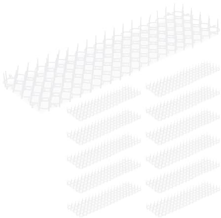 Relaxdays Dornengitter, 12er Set, Marder- & Katzenabwehr, Schutz für Beete, Pflanzen, Kunststoff, Stachelmatte, weiß