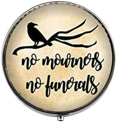 Boîte à pilules en verre « No Mourners No Funerals » - Motif corbeaux et amateurs de livres