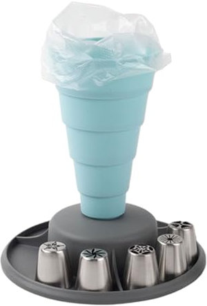 Pastry Bag Stand - Piping Bag Holder Stand For Filling | Icing Pouch Holder, Multiuse High Temperature Resistant Cake Nozzles Organizer Portable For Friends Youth Teens Girls Women Boys