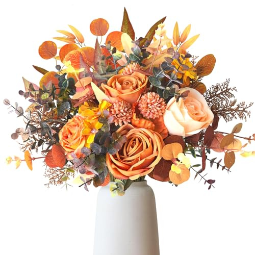 ROLLWAY 47 Stück Kunstblumen Herbst Künstliche Herbstblumen Herbststrauß | Einzeln Herbstzweige&Herbstblätter, Herbst Blumen Zweige für Vase Innen Erntedankfest Herbstdeko Tischdeko DIY Geschenkdeko