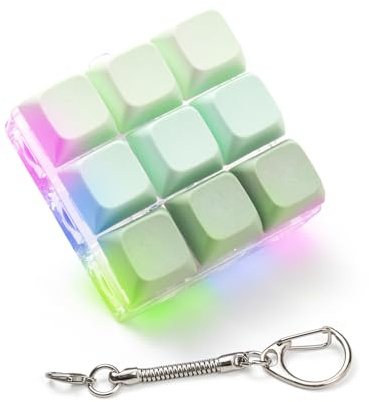 Keyboard Fidget Toy - Fidget Keychain with Led Light Button Keyboard Clicker Fidget Toy for Adults Stress Relief Keyboard Fidget Clicker (Style C)