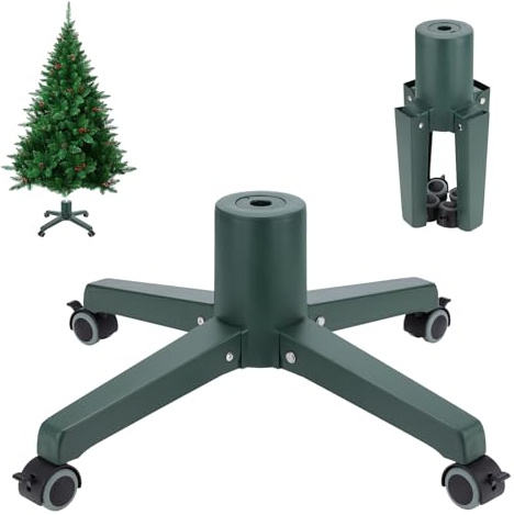 Hammrit Rolling Christmas Tree Stand with Wheels, Artificial Christmas Tree Stand Fits up to 7.5 Ft Trees, No Installation Artificial Xmas Tree Stand Foldable Movable Universal Christmas Tree Base