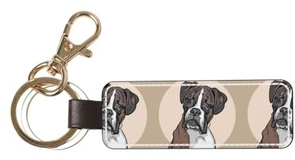YWSOTRE Hund Boxer, Schlüsselanhänger aus PU-Leder, Schlüsselanhänger, Ringhalter, Organizer, 1 Stück