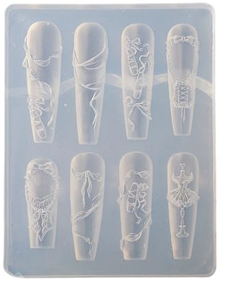 Professionelle Nägel Silikonstempel mit realistischer Blumenspitze Mehrzweck-Bastelwerkzeug für Schönheitsprojekte, Schleife, Nagelstempelschablonen