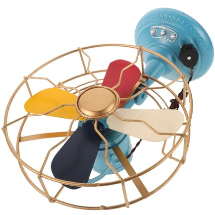 FIXOSHEE Vintage Retro Desk Fan Model Handmade Iron Tabletop Ornament Medium Decorative Fan Prop for Home Office Display