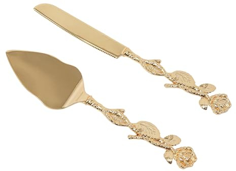 ZENGRICE Juego de cuchillos para tartas y servir, de acero inoxidable, con pala para tartas y espátula para servir, hoja afilada, para bodas, cumpleaños, celebraciones, tartas, postres, accesorios