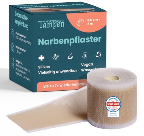 Tampen ärrplåster, transparent silikonplåster för ärrreducering, 3,5 x 200 cm, gör ärr platt, ljusare och mjukare