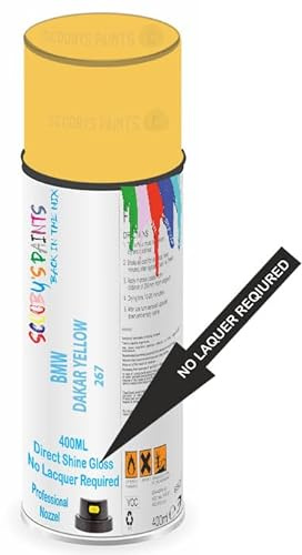 Aerosol Spray Paint Compatible with Bmw Dakar Yellow 267 Available in Direct Gloss, Cellulose or Basecoat (Direct Gloss Aerosol)