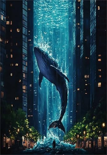 Puzzle 300 Pieces Ville Baleines Poissons, Jeux éducatif Défi Jouets Puzzles Classiques, Parfaitement Emboîtable Lettres au Dos, pour Vous Faciliter Le Travail pour Hommes Femmes Plus âgés 38 x 26 cm